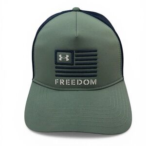 Under Armour Freedom Trucker Hat Olive Green Black Mesh Snapback Cap NWT